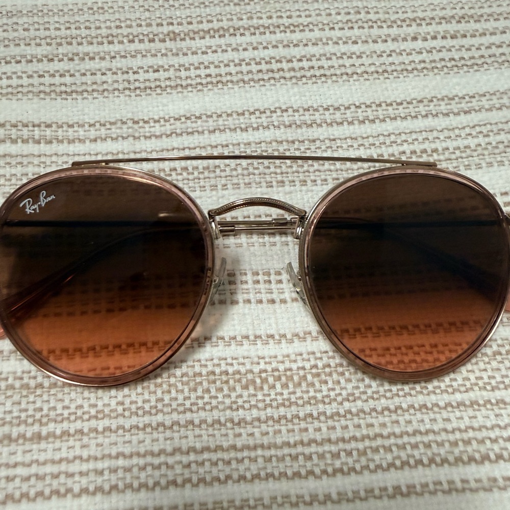 Ray-Ban Round Sunglasses - Brown Gradient Lenses, Gold Frame